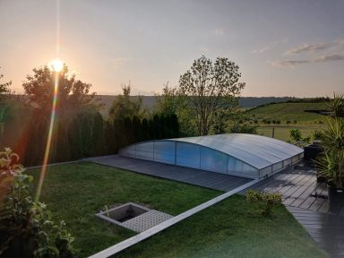 Poolüberdachung verschiebbar